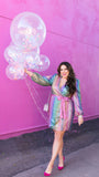 Harlyn Multicolor Striped Sequin Wrap Dress - Size XL