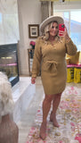 Charles Henry Tan Belted Sweater Dress - Size XL