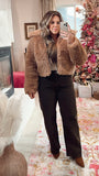 Abercrombie & Fitch Light Brown Faux Fur Jacket - Size L