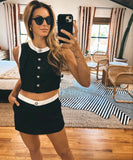 Kourt Black with White Trim Linen Two spice Skort Set- Size 2 (sold out online)