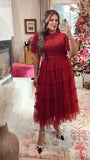 Ivy City Co Red Anastasia Tiered Beaded Embellished Tulle Dress - Size XXL (Sold Out Online!)