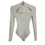 Abercrombie & Fitch Cream Ribbed Cut Out Mock Neck Bodysuit- Size S (see notes)