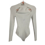 Abercrombie & Fitch Cream Ribbed Cut Out Mock Neck Bodysuit- Size S (see notes)