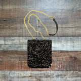 Bloc Bags Black Sequin Gold Chain Crossbody- LIKE NEW