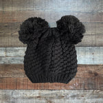 Livingston Black Knit Mickey Ears Adult Beanie Hat NWT