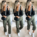 Lolocci Olive with Drawstring Cuffs Cargo Pants- Size S (Inseam 28”)
