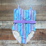 Pink Desert Pastel Striped Belted One Piece- Size L