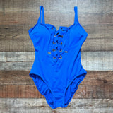 Michael Kors Blue Front Lace Up One Piece- size 14