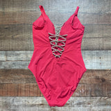 Bleu Rod Beattie Red and Gold Cutout Front and Back One Piece- Size 12