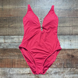 Bleu Rod Beattie Red and Gold Cutout Front and Back One Piece- Size 12