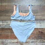 J Crew Re-Imagined Blue Belted Bikini Bottoms- Size XL (BOTTOMS ONLY, we have matching top)