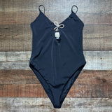 Madison LeCroy x Beach Riot Black with Rhinestone Bow One Piece- Size XL