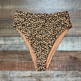 Aerie Animal Print High Cut Cheeky Bikini Bottoms- Size L