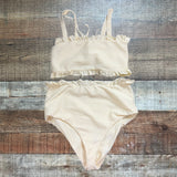 Citrine Cream Textured Ruffle Bikini Bottoms- Size XL (BOTTOMS ONLY, see notes)