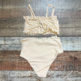 Citrine Cream Textured Ruffle Bikini Bottoms- Size XL (BOTTOMS ONLY, see notes)