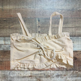 Citrine Cream Textured Ruffle Back Lace Up Bikini Top- Size XL (TOP ONLY, we have matching bottoms)