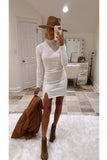 Abercrombie & Fitch Off White Mock Neck Sweater Front Slit Dress- Size S