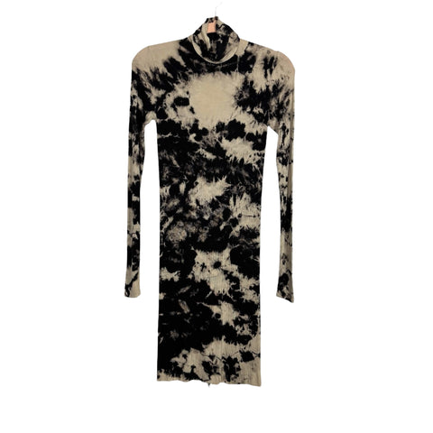 Enza Costa Silk Blend Tie-Dye Ribbed Turtleneck Dress- Size M