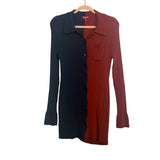 STAUD Navy and Berry Ribbed Collared Button Front Top- Size XL (we have matching pants)