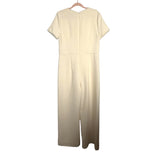 Gal Meets Glam Cream Pearl Trim Wide Leg Jumpsuit- Size 14 (see notes)