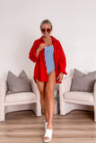 Old Navy Red The Boyfriend Shirt- Size M