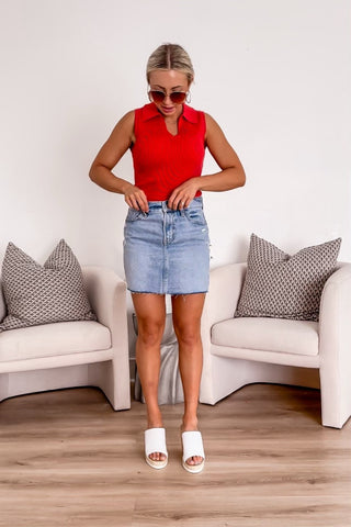 Old Navy Red Ribbed Collard Tank NWT- Size XS