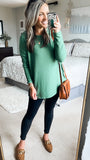 Time and Tru Forest Green Ribbed V-Neck Tunic Top- Size S (Sold Out Online)