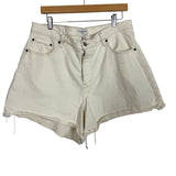 Abercrombie & Fitch Cream Dad High Rise Raw Hem Shorts- Size 33/16