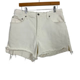 Abercrombie & Fitch White The 4" Mom High Rise Raw Hem Shorts- Size 32/14