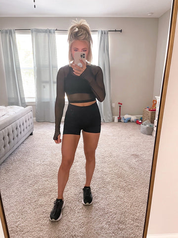 Shefit Black Mesh Long Sleeve Crop Top- Size ~XS (see notes, sold out online)
