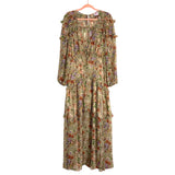 Buddy Love Beige Floral Double Slit Button Up Back Dress- Size M (see notes, sold out online)