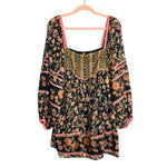 Free People Black Floral Sheer Sleeve Dress- Size M