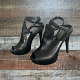 BCBGeneration Black Platform Ankle Strap Heels- Size 7.5 (see notes)