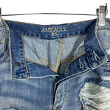 American Eagle Vintage High Rise Distressed Patch Embroidered Jeans- Size 12 (see notes, Inseam 26")