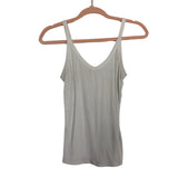 No Brand White V-Neck Ribbed Tank- Size S (see notes)