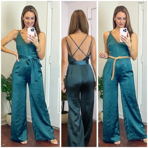 Aakaa Emerald Belted Jumpsuit NWT - Size S (See Notes - Sold Out Online!)