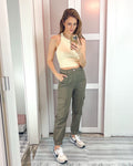 SHEIN Olive Cargo Pocket Jogger Jeans- Size XS (Inseam 25.5”)