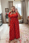 Ivy City Red Floral Print Jumpsuit - Size XL (sold out online)