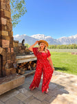 Ivy City Red Floral Print Jumpsuit - Size XL (sold out online)