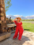 Ivy City Red Floral Print Jumpsuit - Size XL (sold out online)