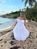Abercrombie & Fitch White Ruffle Flutter Sleeve Maxi Dress - Size L (sold out online)