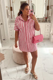 A New Day Pink/White Striped Shirtdress - Size L
