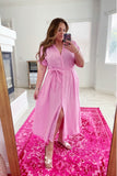 Xirena Pink Button Up Belted Maxi Dress - Size XL (sold out online)