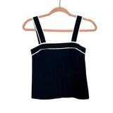 Kule Navy White Trim Adjustable Strap Ribbed Cotton Tank- Size S (see notes)