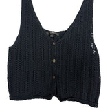 Lulus Navy Open Knit Button Front Tank- Size S