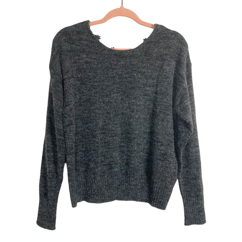 Cupshe Grey Black Lace Back Sweater- Size S (sold out online)