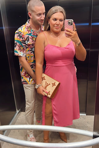 Abercrombie & Fitch Pink Front Slit Dress- Size L (sold out online)