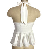 The Impeccable Pig White Cross Front Halter Top- Size S