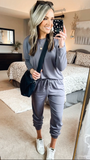 Pretty Garden Chic Slate Drawstring Pants and Long Sleeve Tee Lounge Set NWT- Size S (sold as a set)