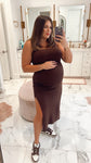 Abercrombie & Fitch Brown Tank Sweater Dress with Slit- Size L (sold out online)